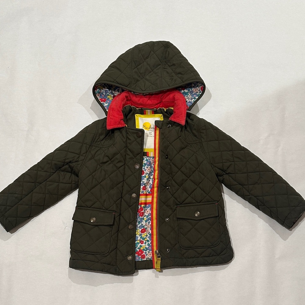 Mini Boden Olive Jacket with Sunny Yellow Accents